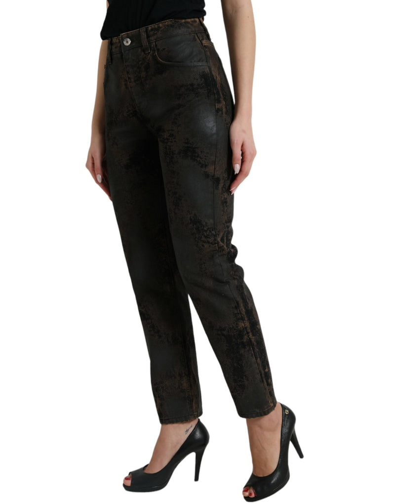Dolce & Gabbana Brown Boyfriend Mid Waist Cotton Denim Jeans