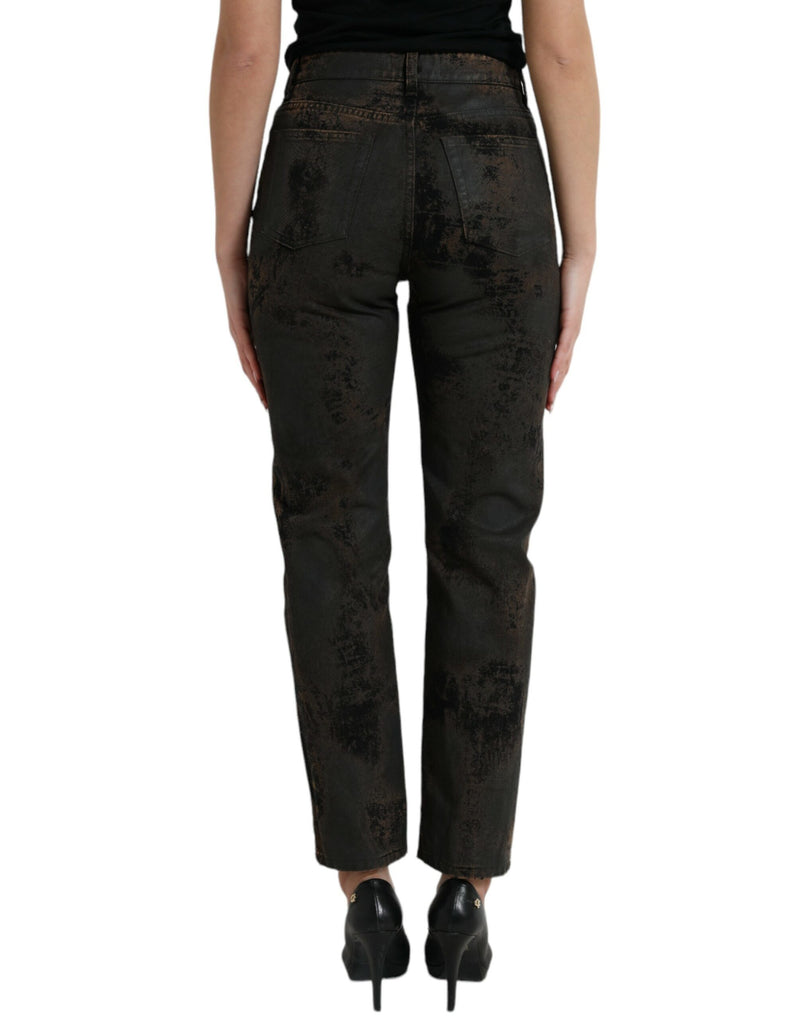 Dolce & Gabbana Brown Boyfriend Mid Waist Cotton Denim Jeans