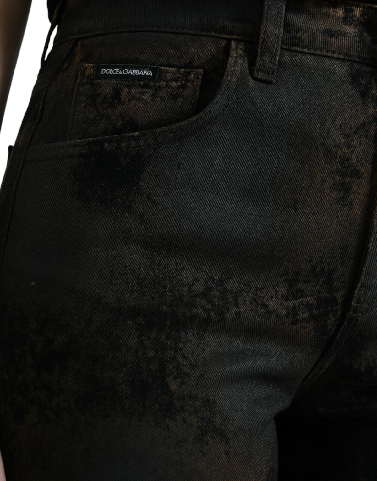 Dolce & Gabbana Jeans Femme Boyfriend Marron Mi-Taille en Denim
