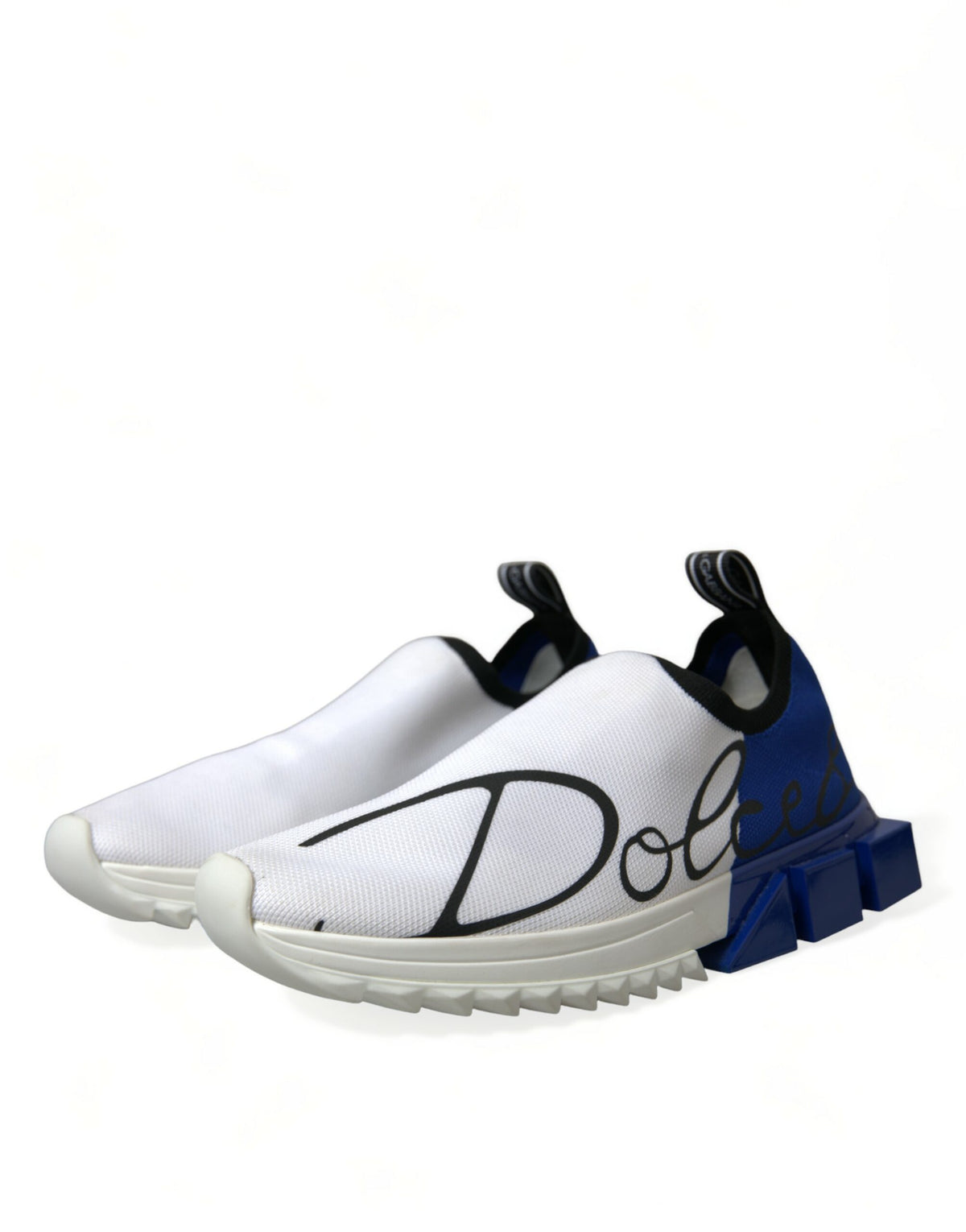 Sneakers basses décontractées pour homme Dolce & Gabbana, blanches et bleues, modèle Sorrento.