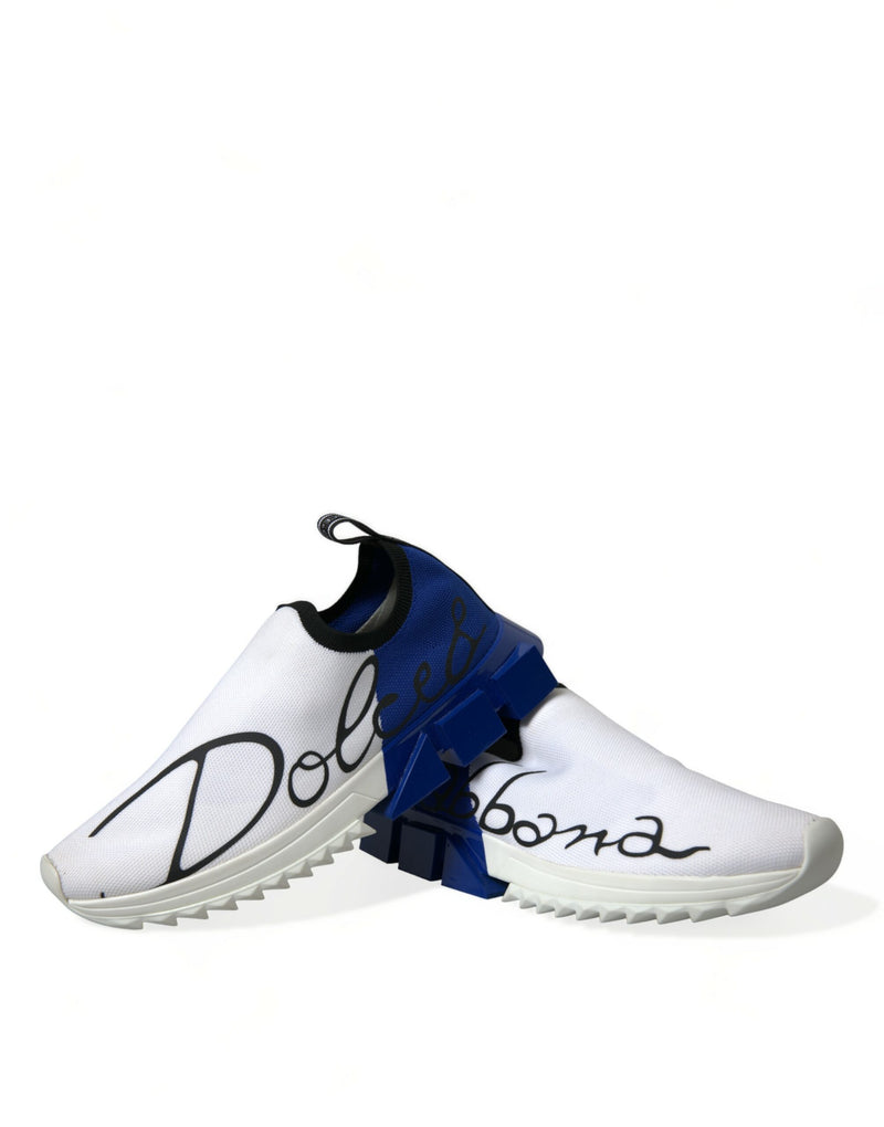 Dolce & Gabbana Witte en Blauwe Sorrento Lage Sneakers voor Heren
