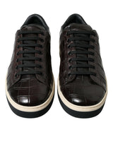 Dolce & Gabbana Brown Croc Exotic Leather Men Casual Sneakers