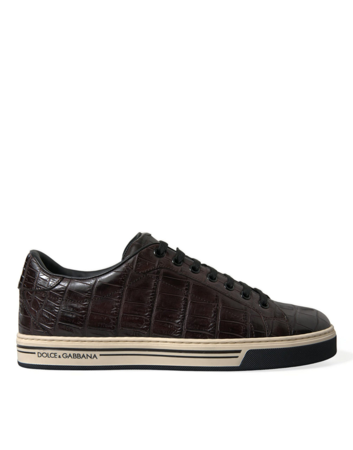 Dolce & Gabbana Brown Croc Exotic Leather Men Casual Sneakers