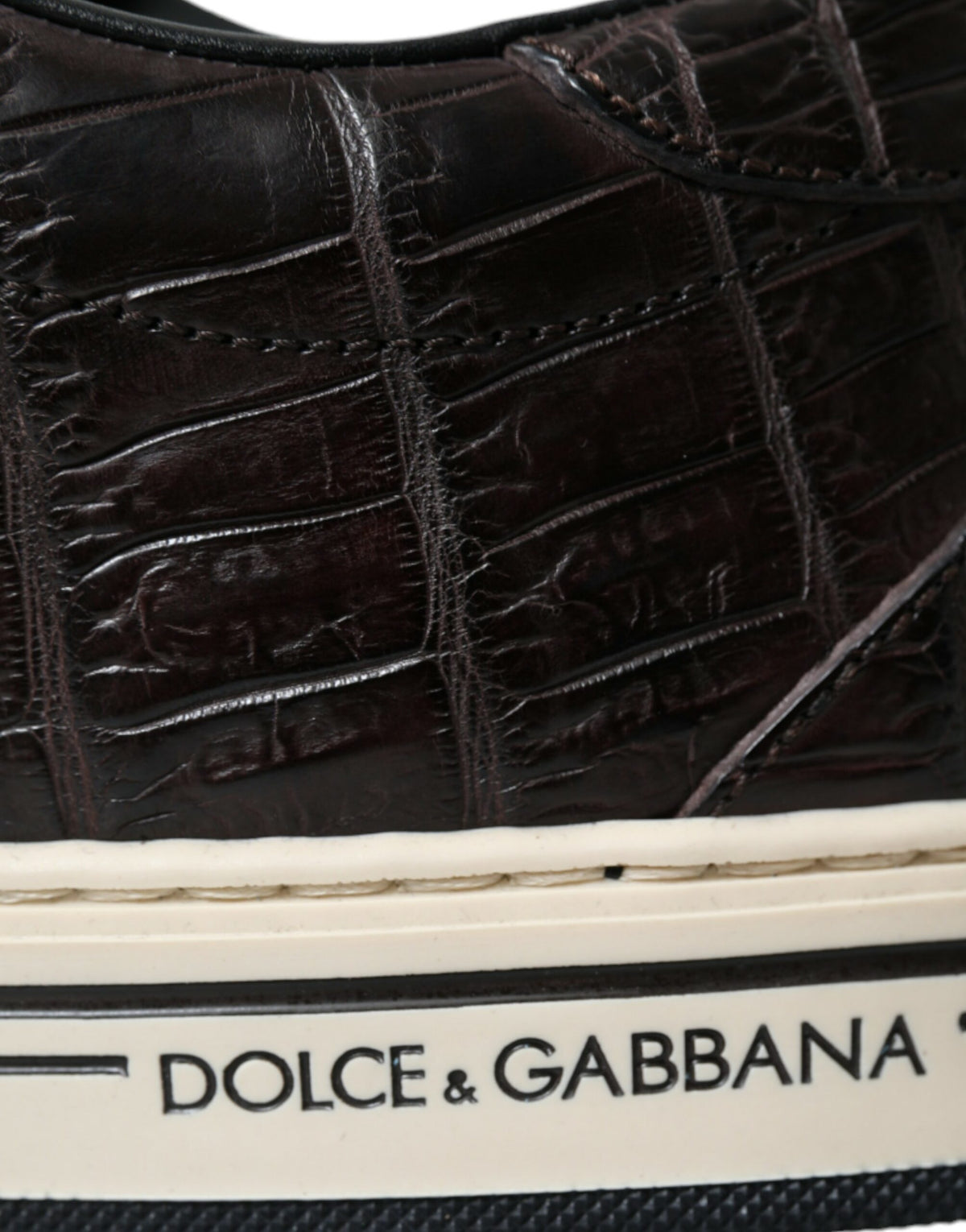 Dolce & Gabbana Brown Croc Exotic Leather Men Casual Sneakers