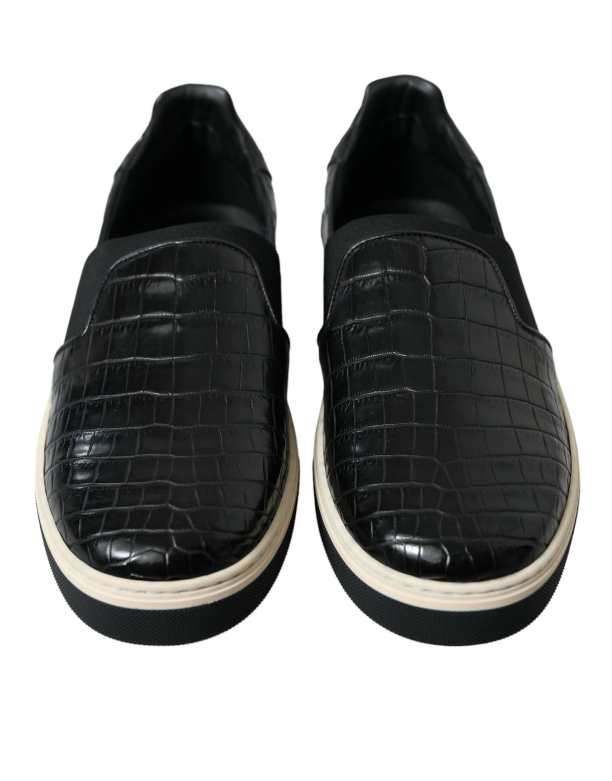 Dolce & Gabbana Black Croc Exotic Leather Sneakers
