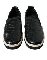 Dolce & Gabbana Black Croc Exotic Leather Sneakers