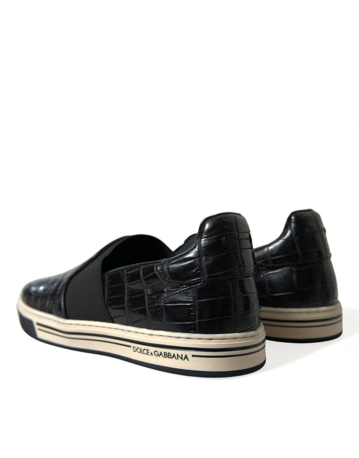 Dolce & Gabbana Black Croc Exotic Leather Sneakers