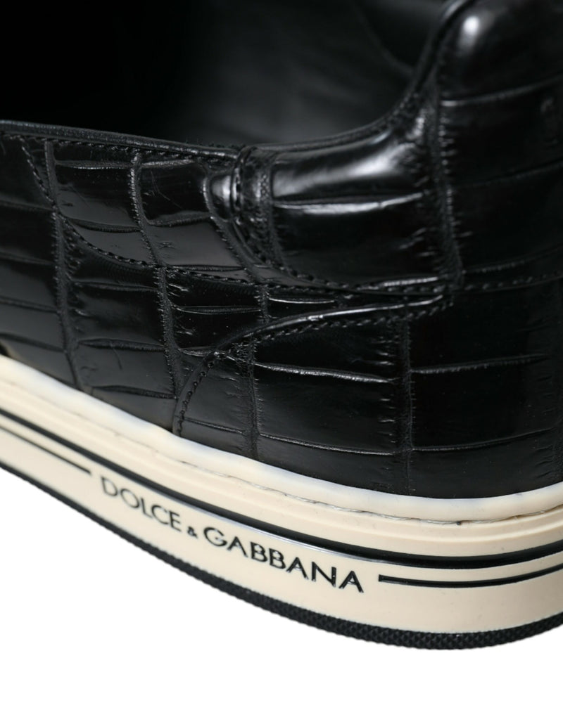 Dolce & Gabbana Black Croc Exotic Leather Sneakers