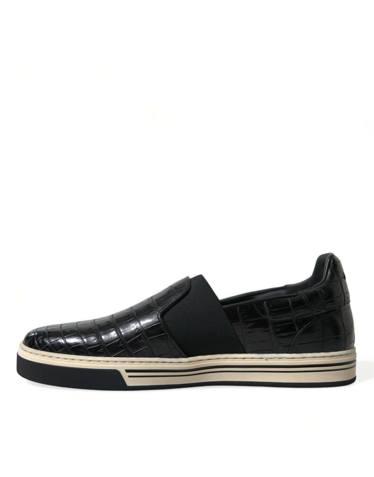 Dolce & Gabbana Black Croc Exotic Leather Sneakers