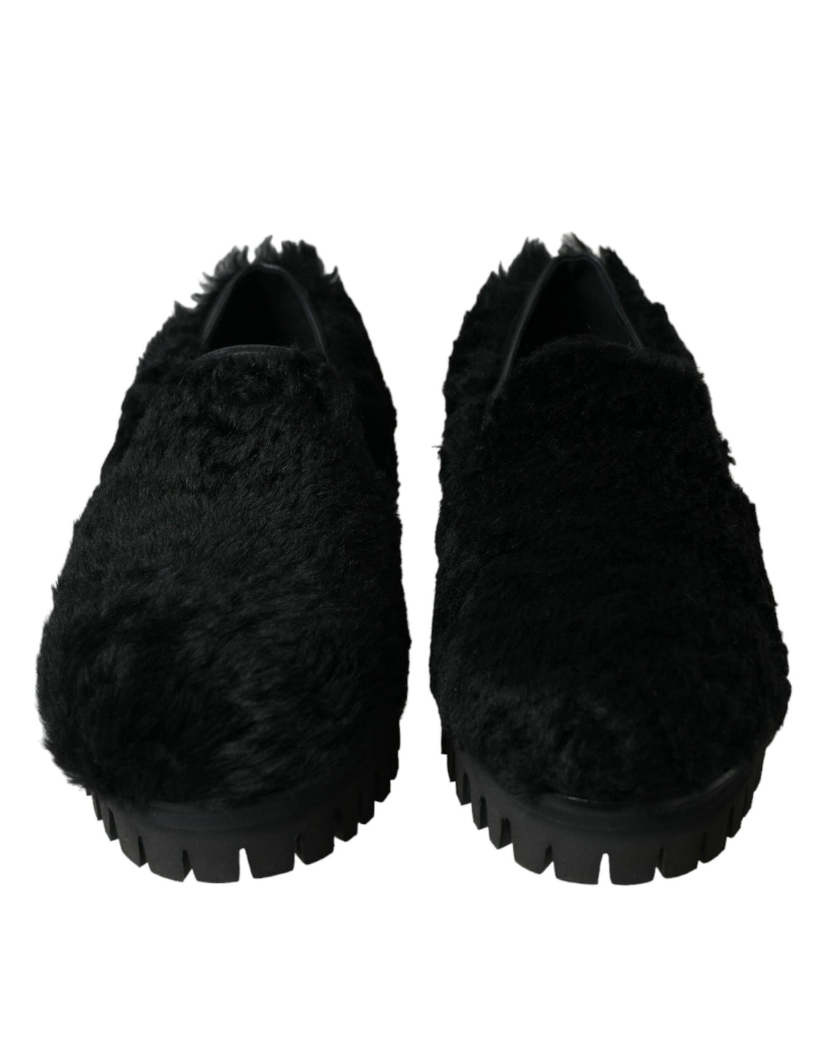 Dolce & Gabbana Black Fur Leather Slippers - Luxurious Comfort