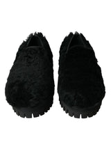 Dolce & Gabbana Black Fur Leather Slippers - Luxurious Comfort