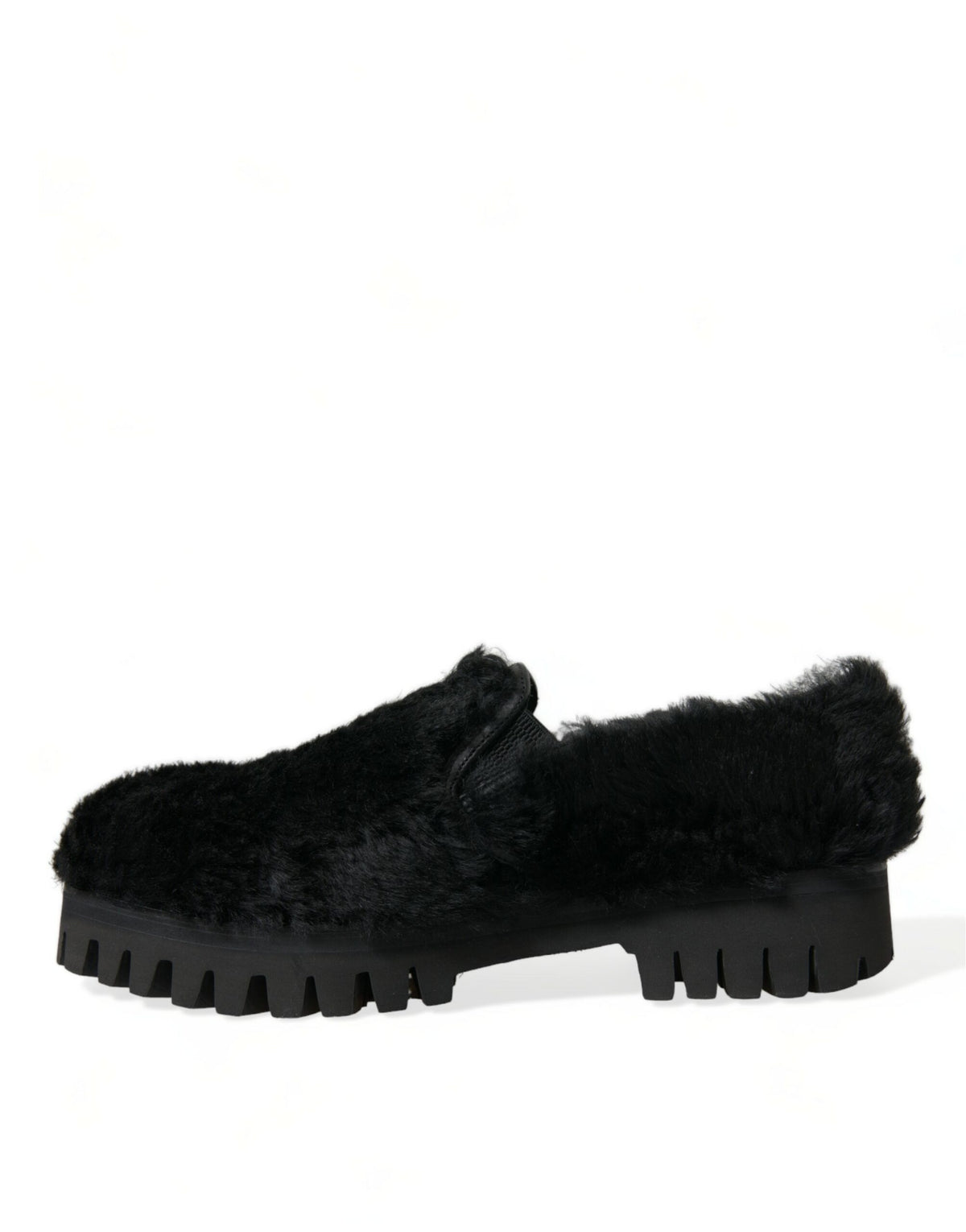 Dolce & Gabbana Black Fur Leather Slippers - Luxurious Comfort