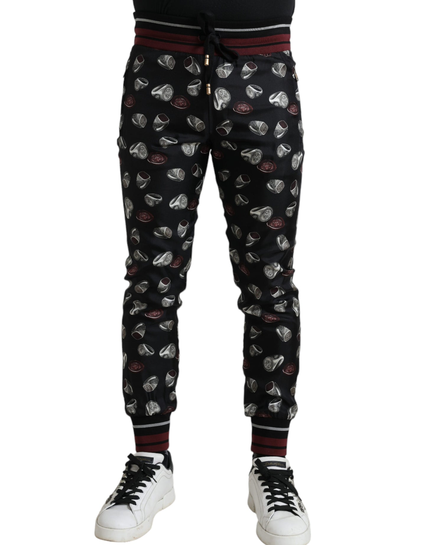 Pantalon de jogging en soie noir avec anneau Dolce &amp; Gabbana