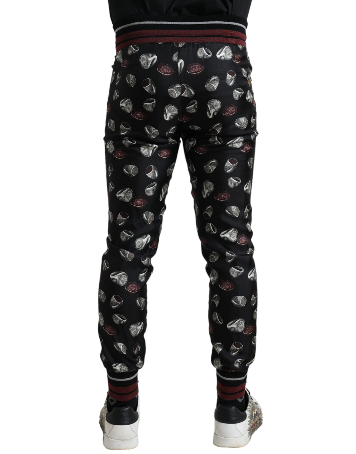 Pantalon de jogging en soie noir avec anneau Dolce &amp; Gabbana