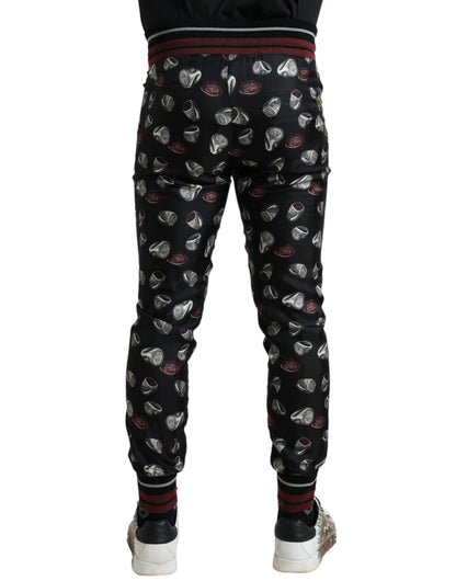 Pantalon de jogging en soie noir avec anneau Dolce &amp; Gabbana