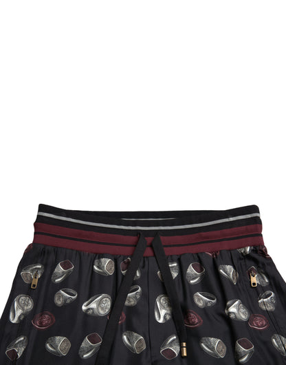 Pantalon de jogging en soie noir avec anneau Dolce &amp; Gabbana