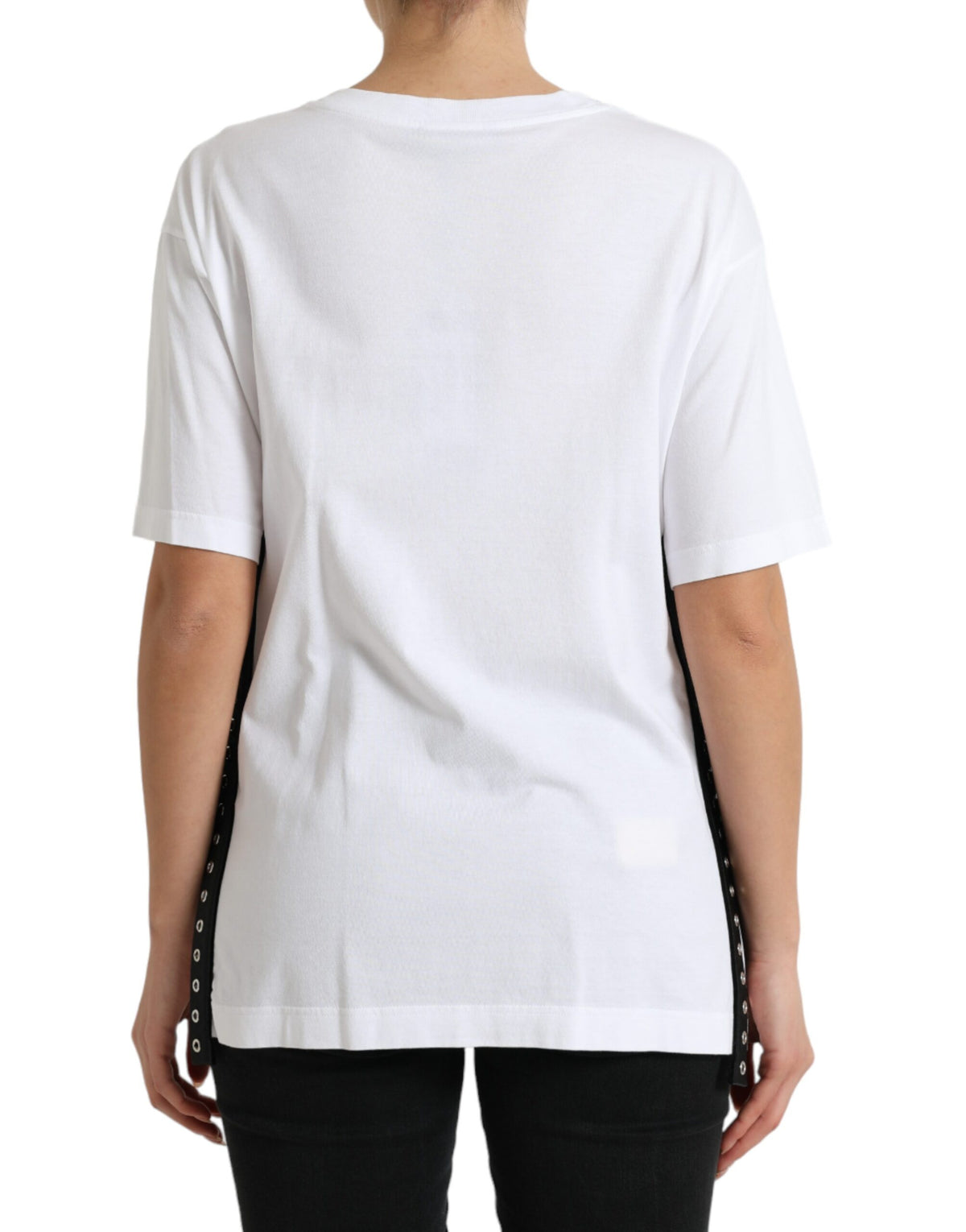 Dolce & Gabbana T-shirt blanc avec impression slogan et lacets