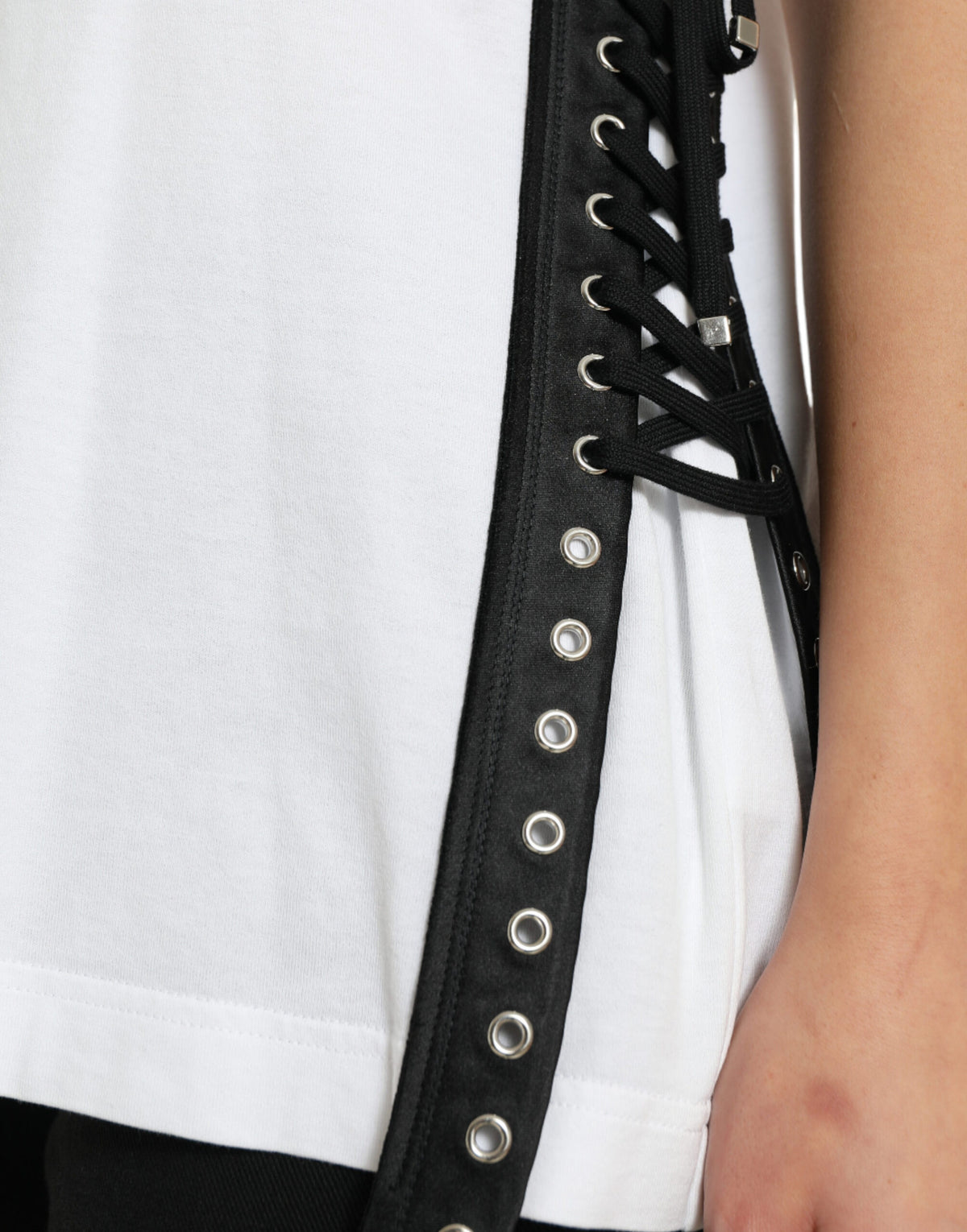 Dolce & Gabbana T-shirt blanc avec impression slogan et lacets