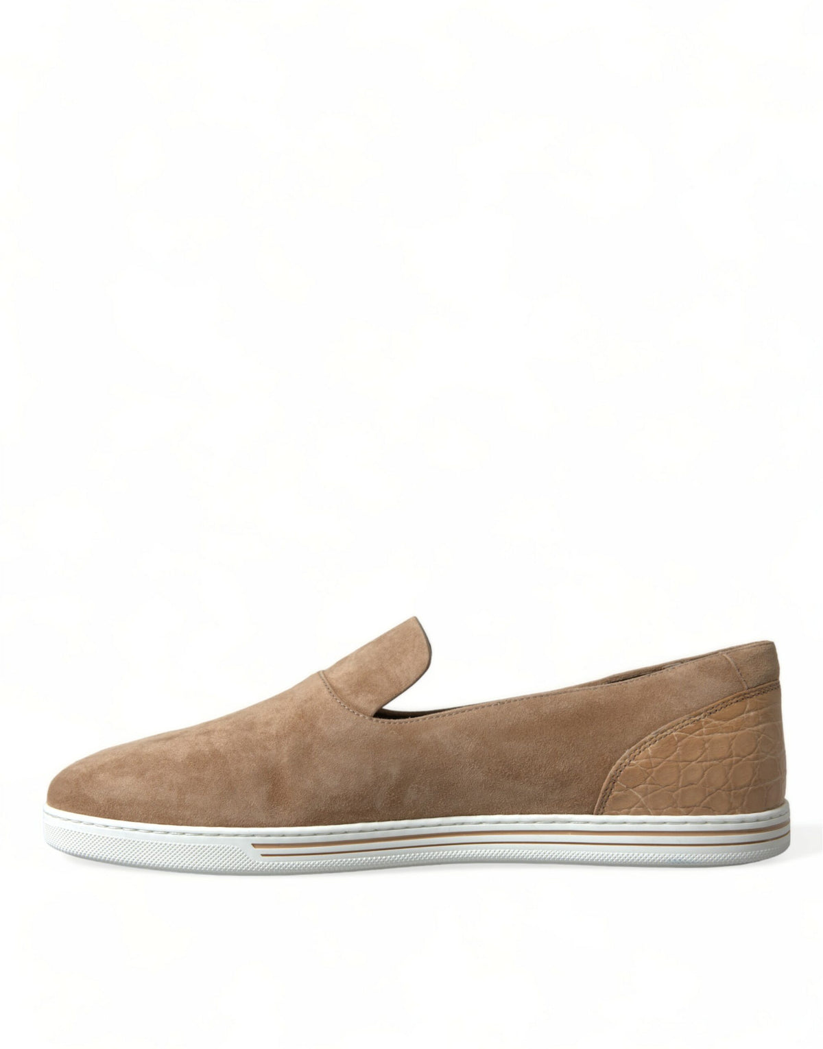 Dolce & Gabbana Beige Suede Caiman Men Loafers