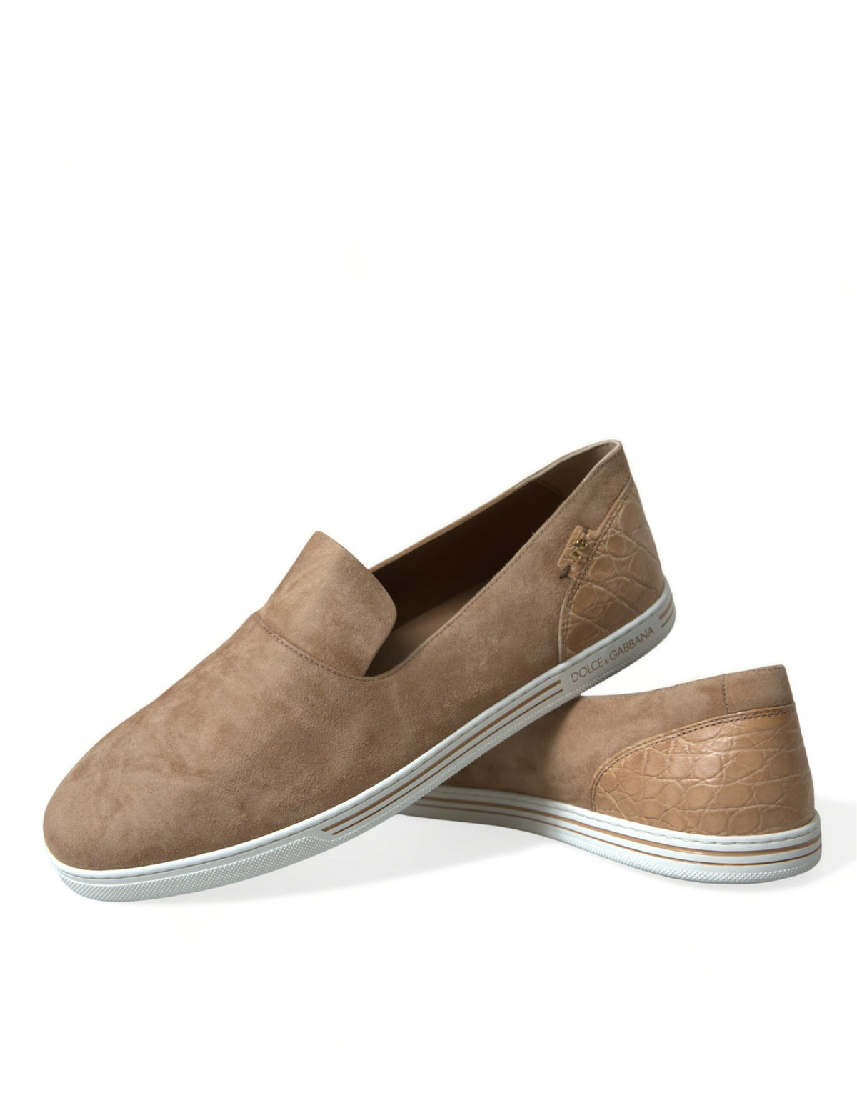 Dolce & Gabbana Beige Suede Caiman Men Loafers
