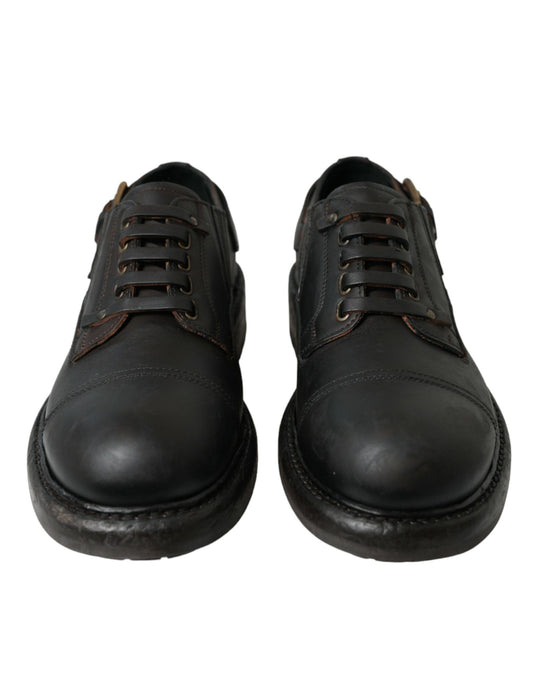 Dolce & Gabbana Brown Leather Lace Up Derby Men's Dress Shoes