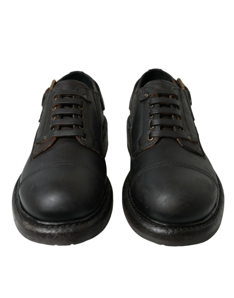 Dolce & Gabbana Brown Leather Lace Up Derby Men's Dress Shoes