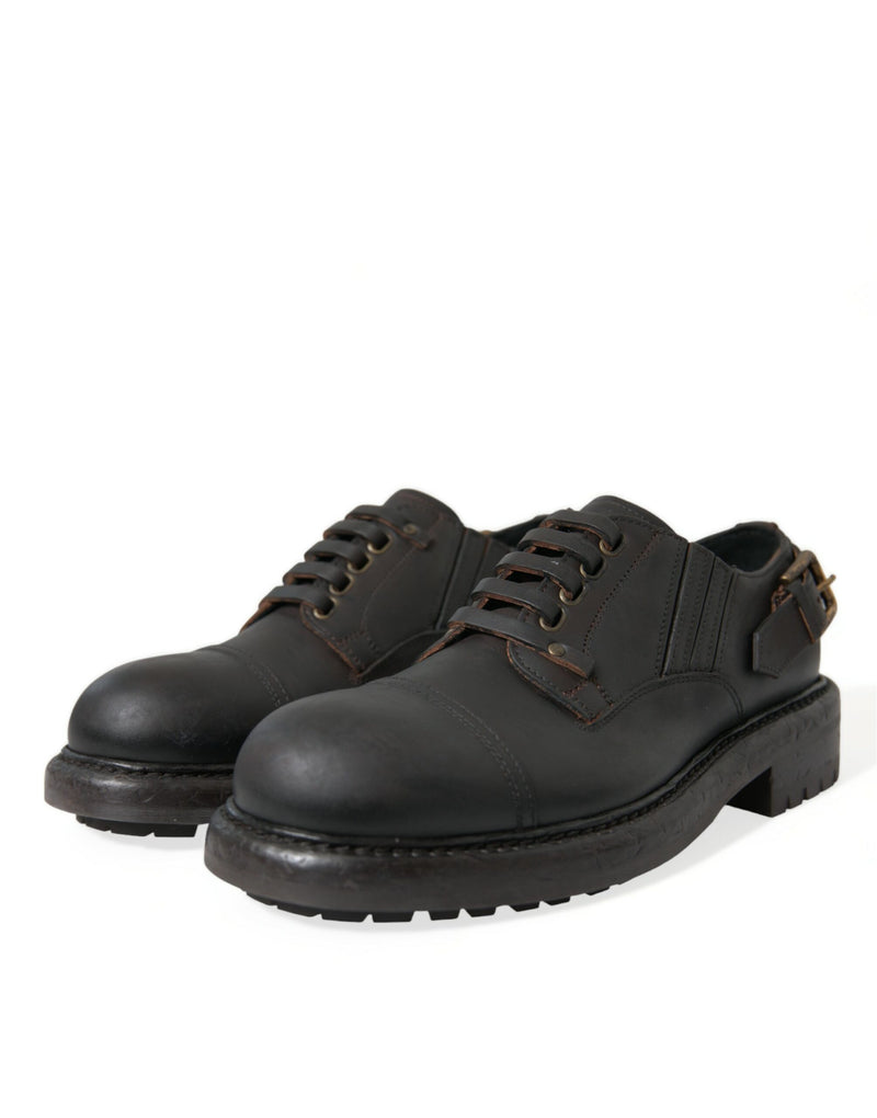 Dolce & Gabbana Brown Leather Lace Up Derby Men's Dress Shoes