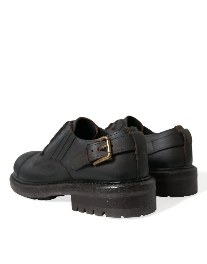 Dolce & Gabbana Brown Leather Lace Up Derby Men's Dress Shoes
