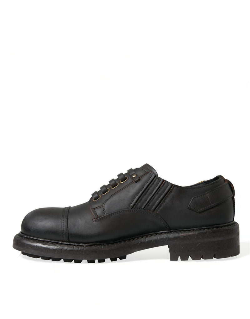Dolce & Gabbana Brown Leather Lace Up Derby Men's Dress Shoes