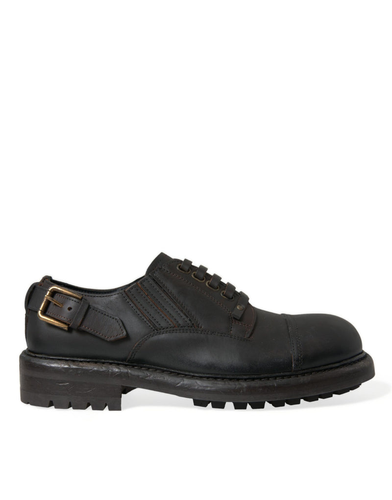 Dolce & Gabbana Brown Leather Lace Up Derby Men's Dress Shoes