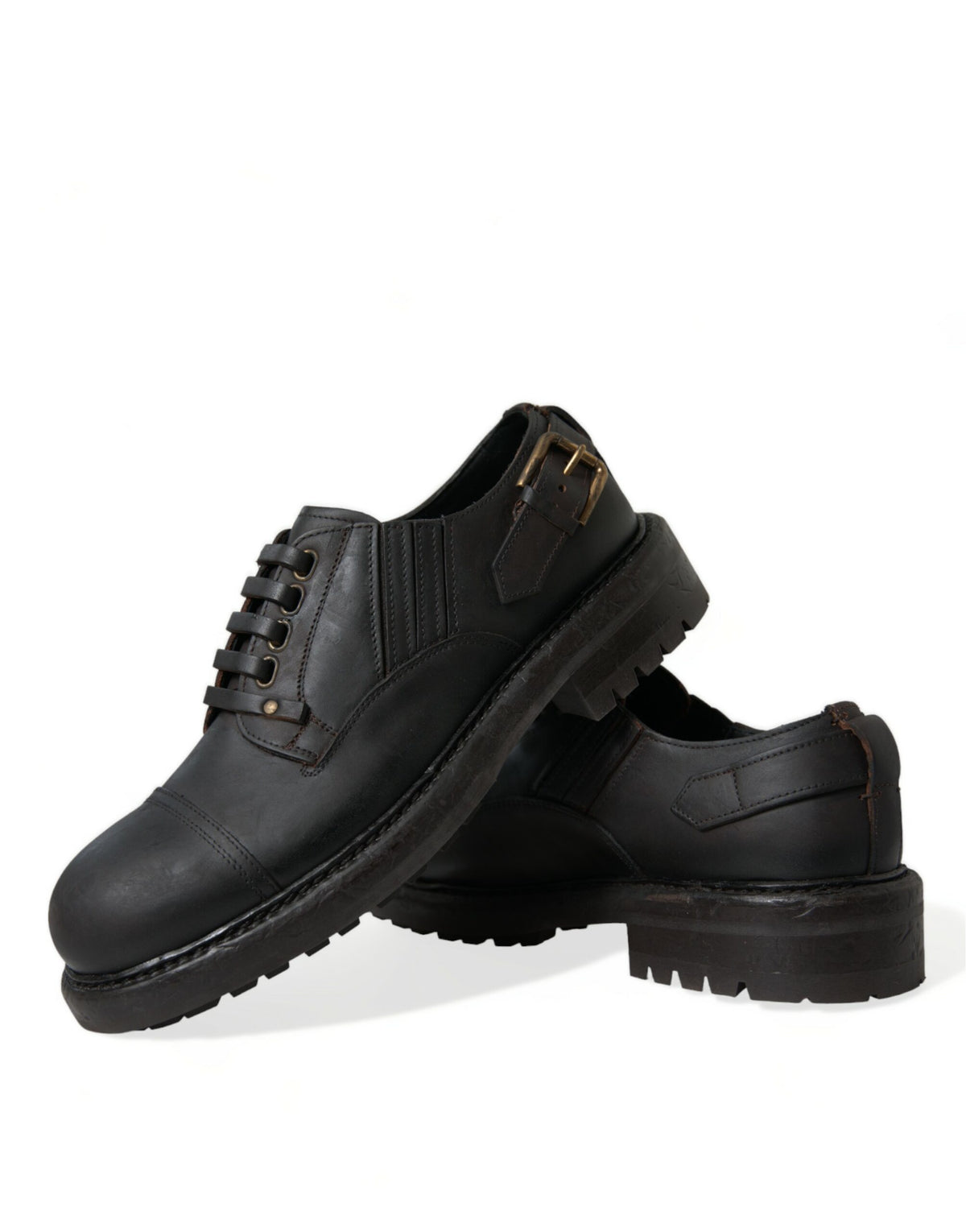 Dolce & Gabbana Brown Leather Lace Up Derby Men's Dress Shoes