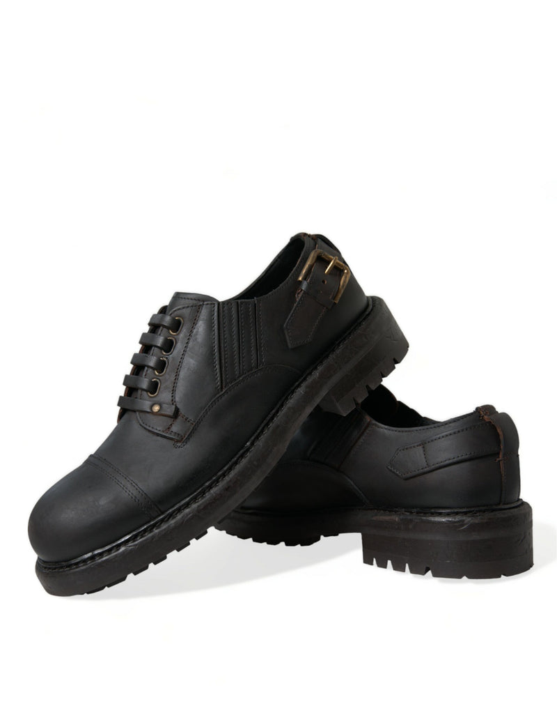Dolce & Gabbana Brown Leather Lace Up Derby Men's Dress Shoes
