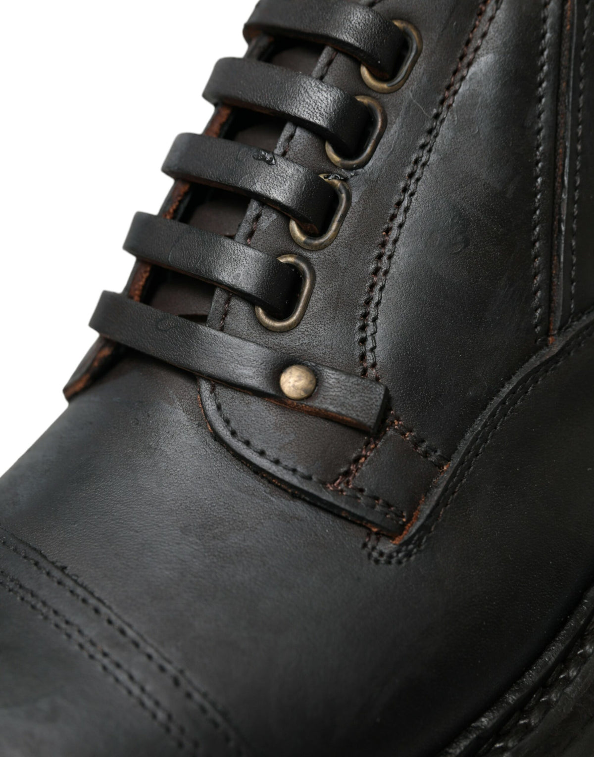 Dolce & Gabbana Brown Leather Lace Up Derby Men's Dress Shoes