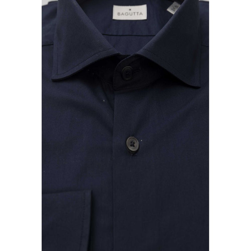 Bagutta Blue Cotton Men's Slim Fit Shirt