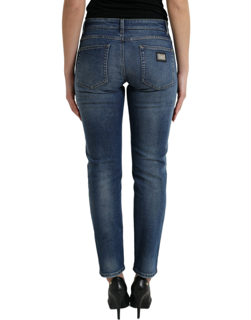 Dolce & Gabbana Blue Boyfriend Mid Waist Denim Jeans