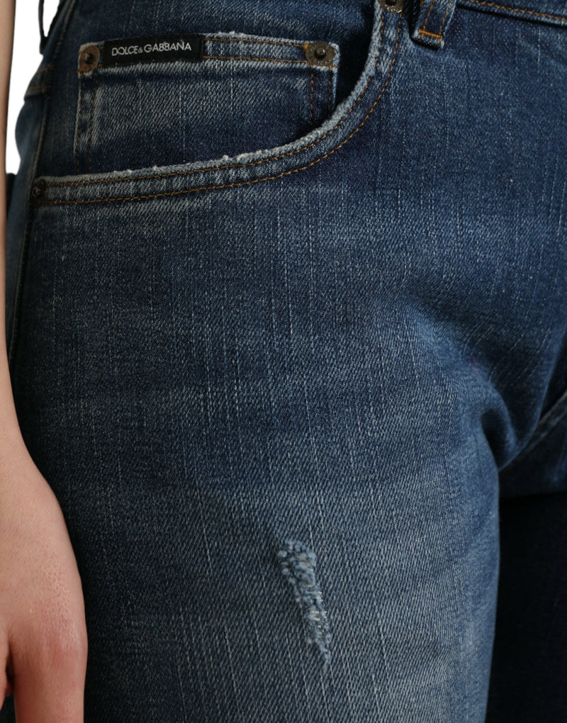 Dolce & Gabbana Blue Boyfriend Mid Waist Denim Jeans