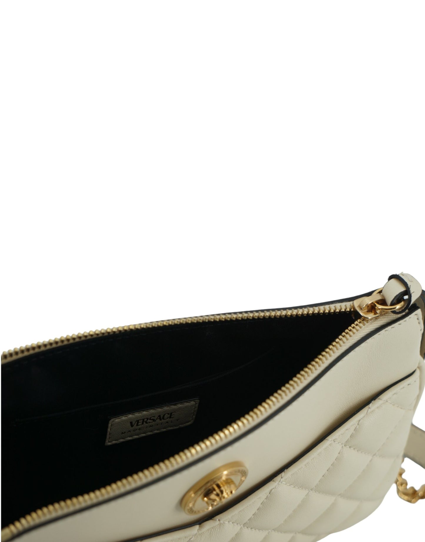 Pochette bandoulière élégante en cuir d'agneau blanc Versace