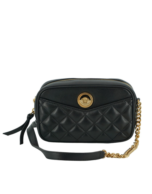 Versace Élégant Petit Sac Bandoulière en Cuir Noir