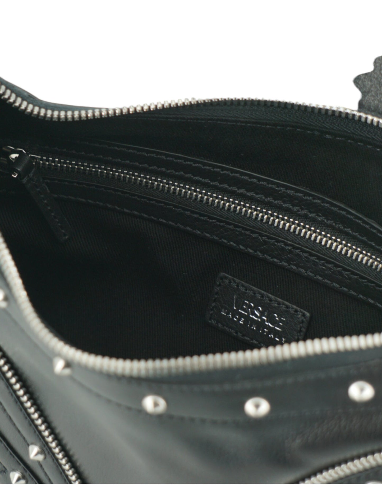 Versace Elegante Zwarte Leren Hobo Schoudertas