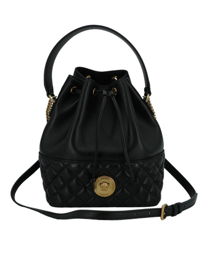 Sac seau élégant en cuir noir Medusa de Versace