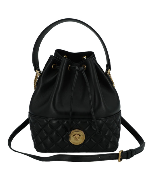 Sac seau élégant en cuir noir Medusa de Versace