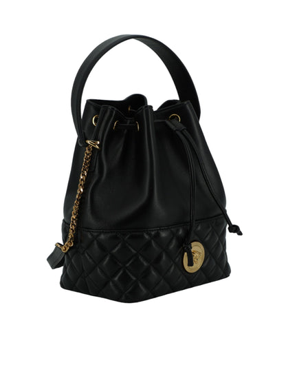 Sac seau élégant en cuir noir Medusa de Versace