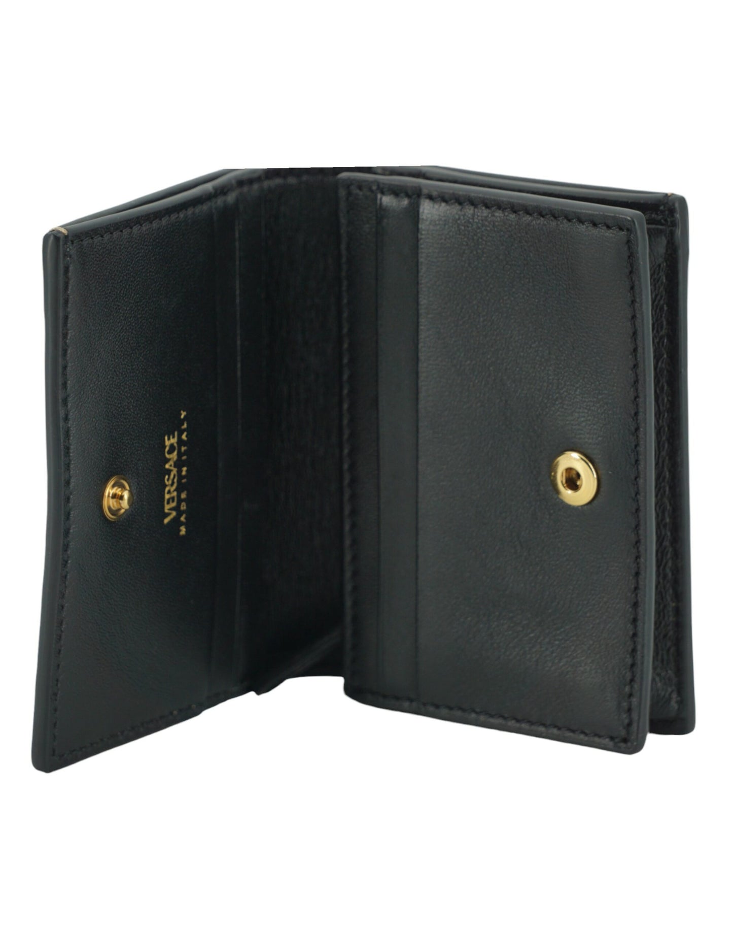 Portefeuille compact élégant en cuir marron Versace
