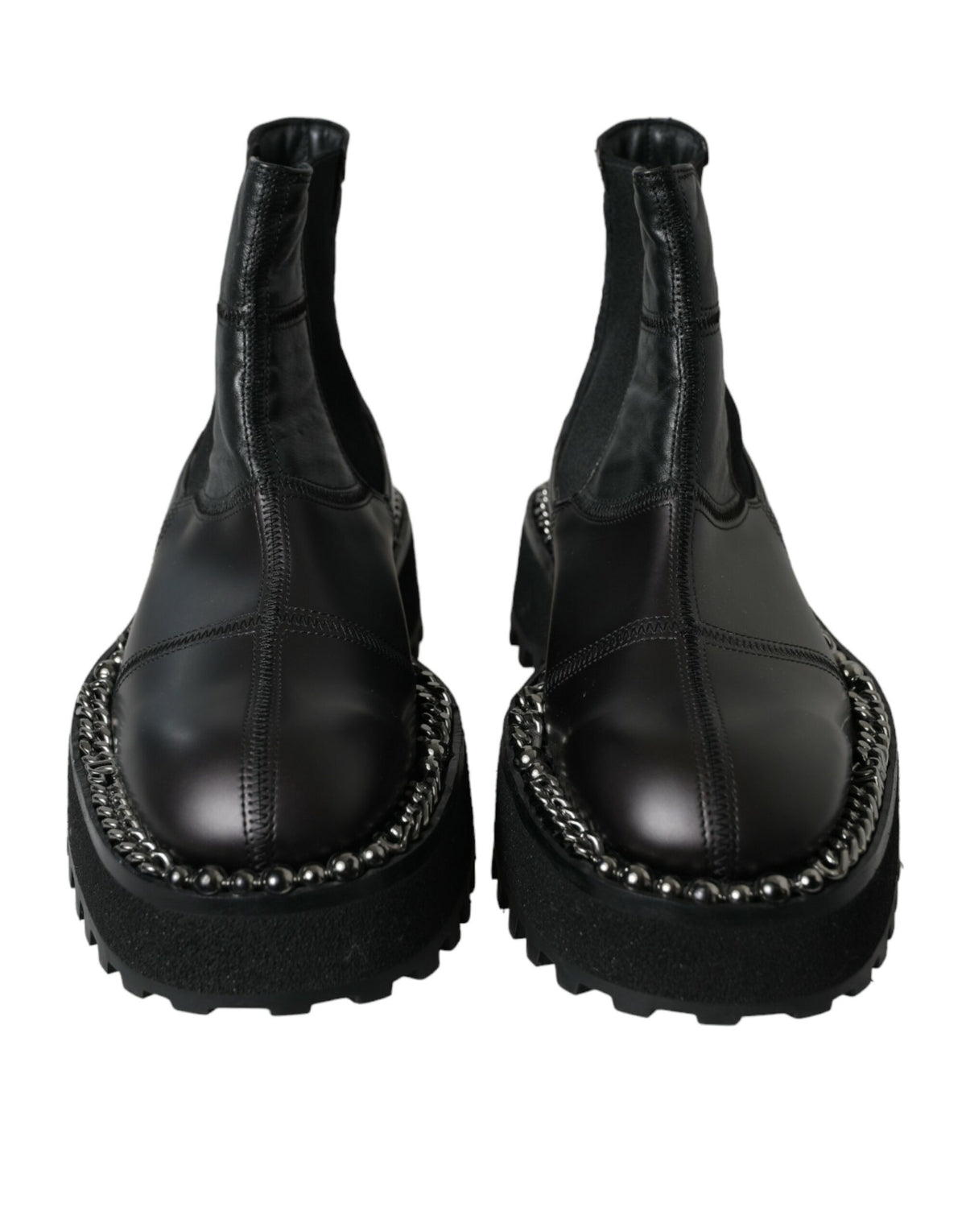 Dolce & Gabbana Black Leather Slip On Stretch Chelsea Boots