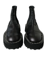 Dolce & Gabbana Black Leather Slip On Stretch Chelsea Boots