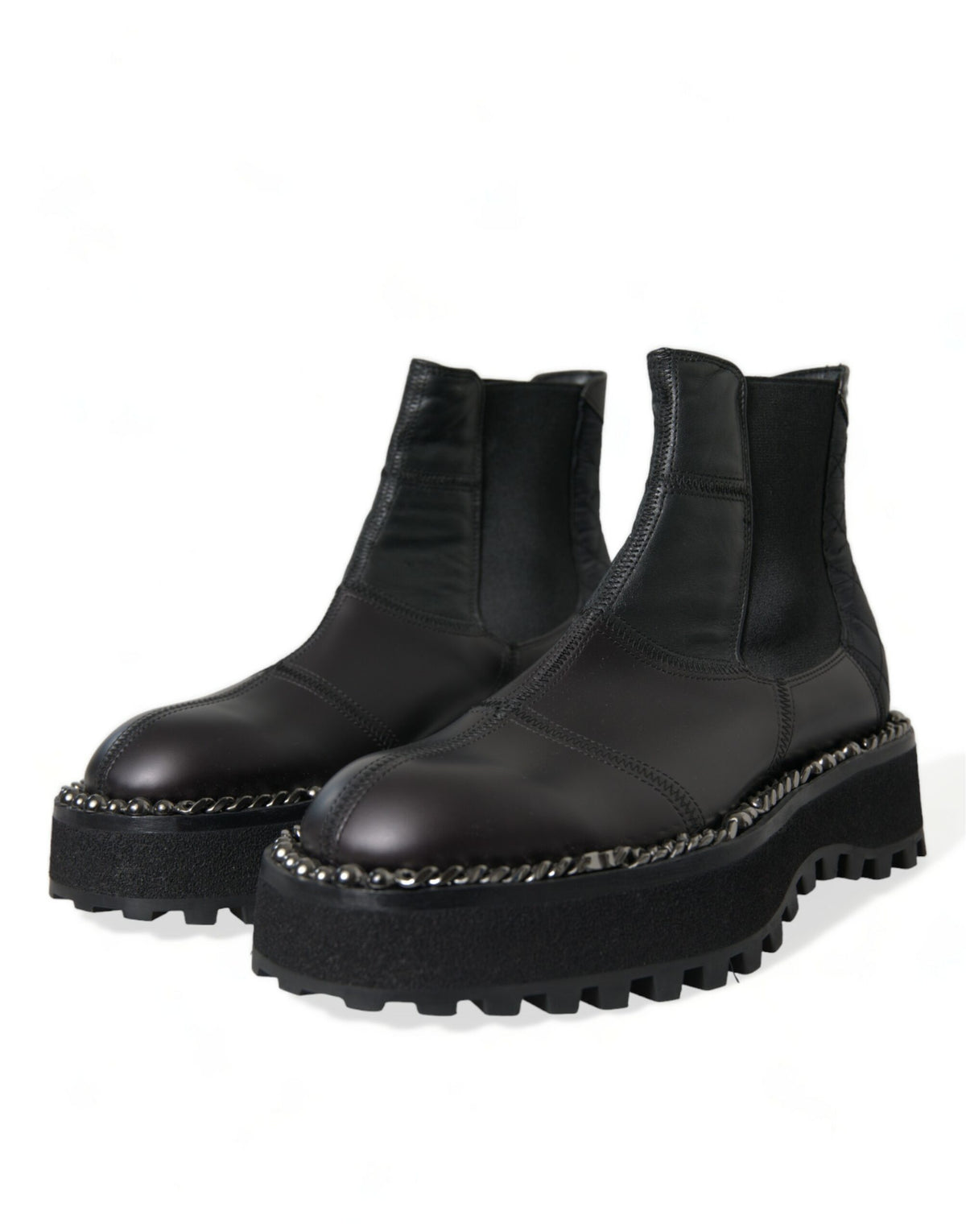 Dolce & Gabbana Black Leather Slip On Stretch Chelsea Boots