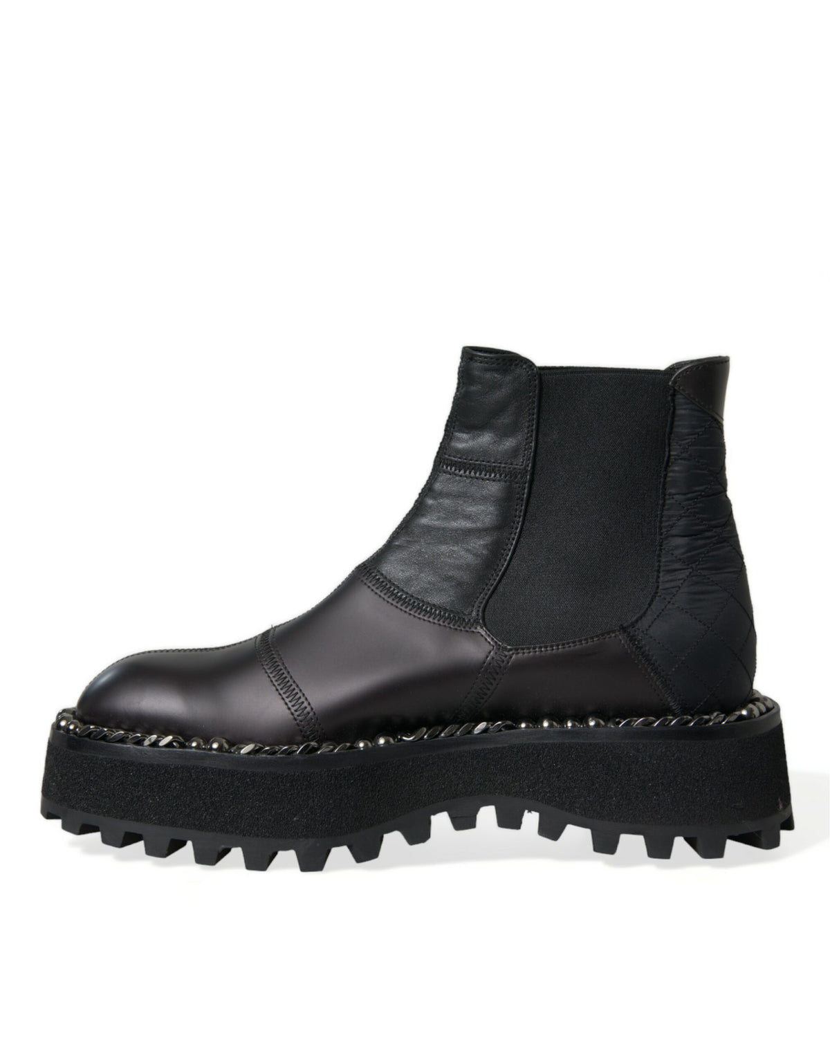 Dolce & Gabbana Black Leather Slip On Stretch Chelsea Boots