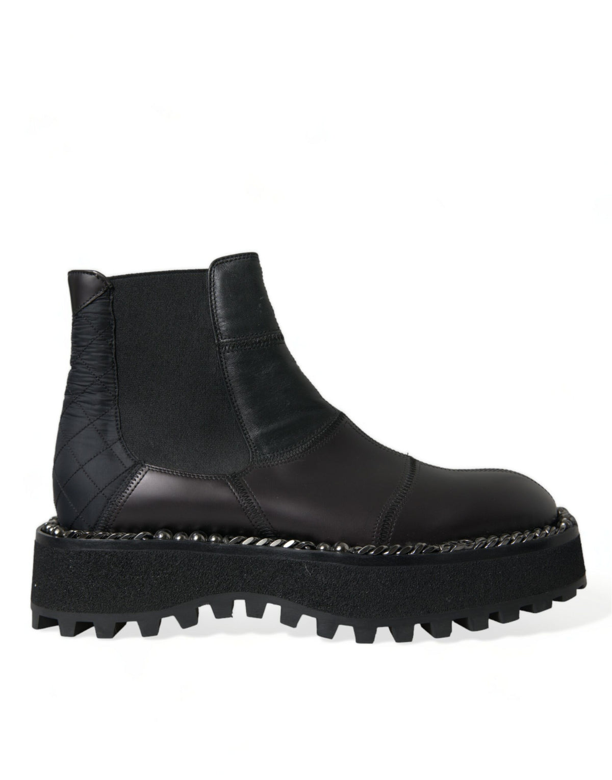 Dolce & Gabbana Black Leather Slip On Stretch Chelsea Boots