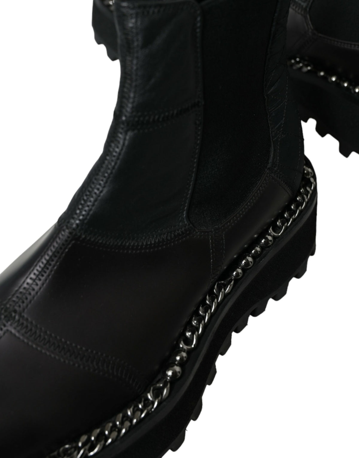 Dolce & Gabbana Black Leather Slip On Stretch Chelsea Boots