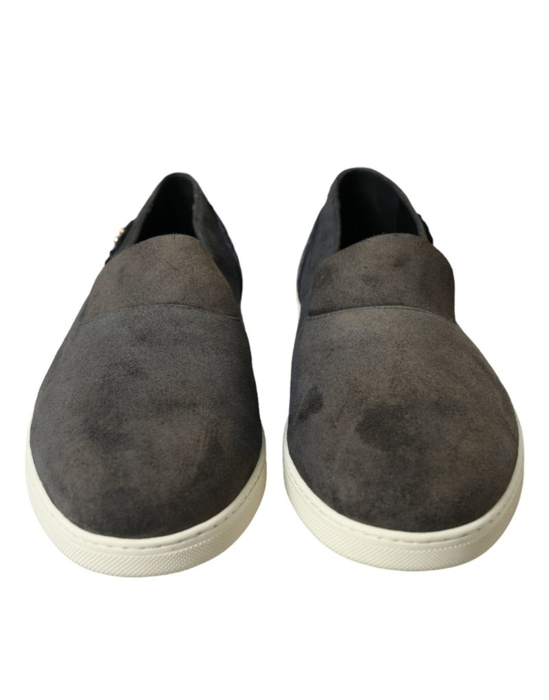 Dolce & Gabbana Blue Suede Caiman Men Loafers